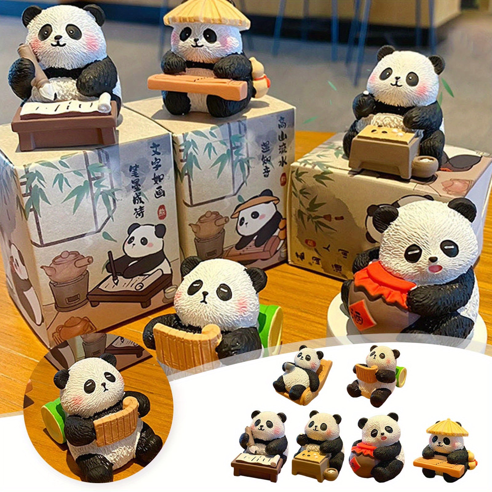 Panda Statue Piano, chess, calligraphy and painting