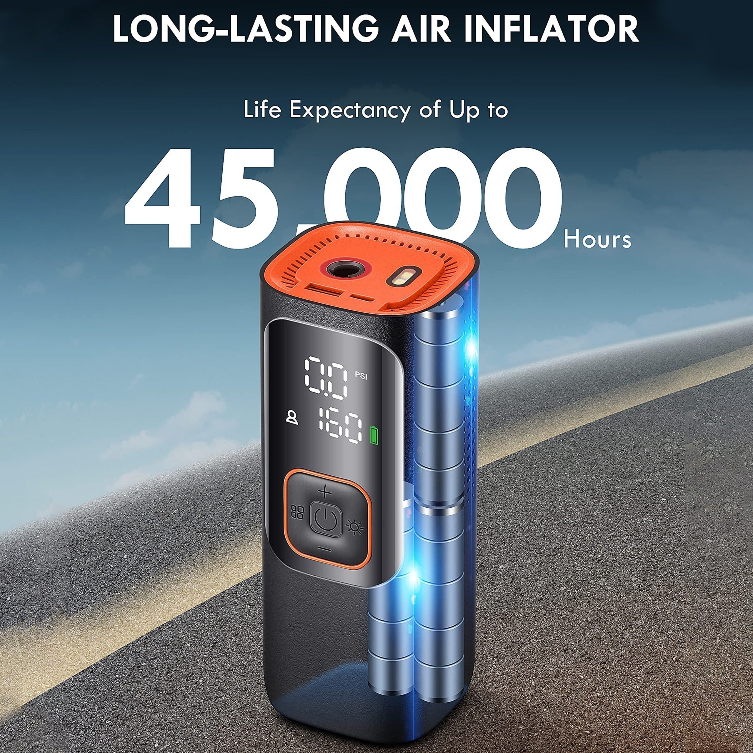 Portable Tire Inflator Air Compressor - Powerful 160PSI & 2X Faster, Accurate Pressure LCD Display, Cordless Easy Operation - Portable Air Pump