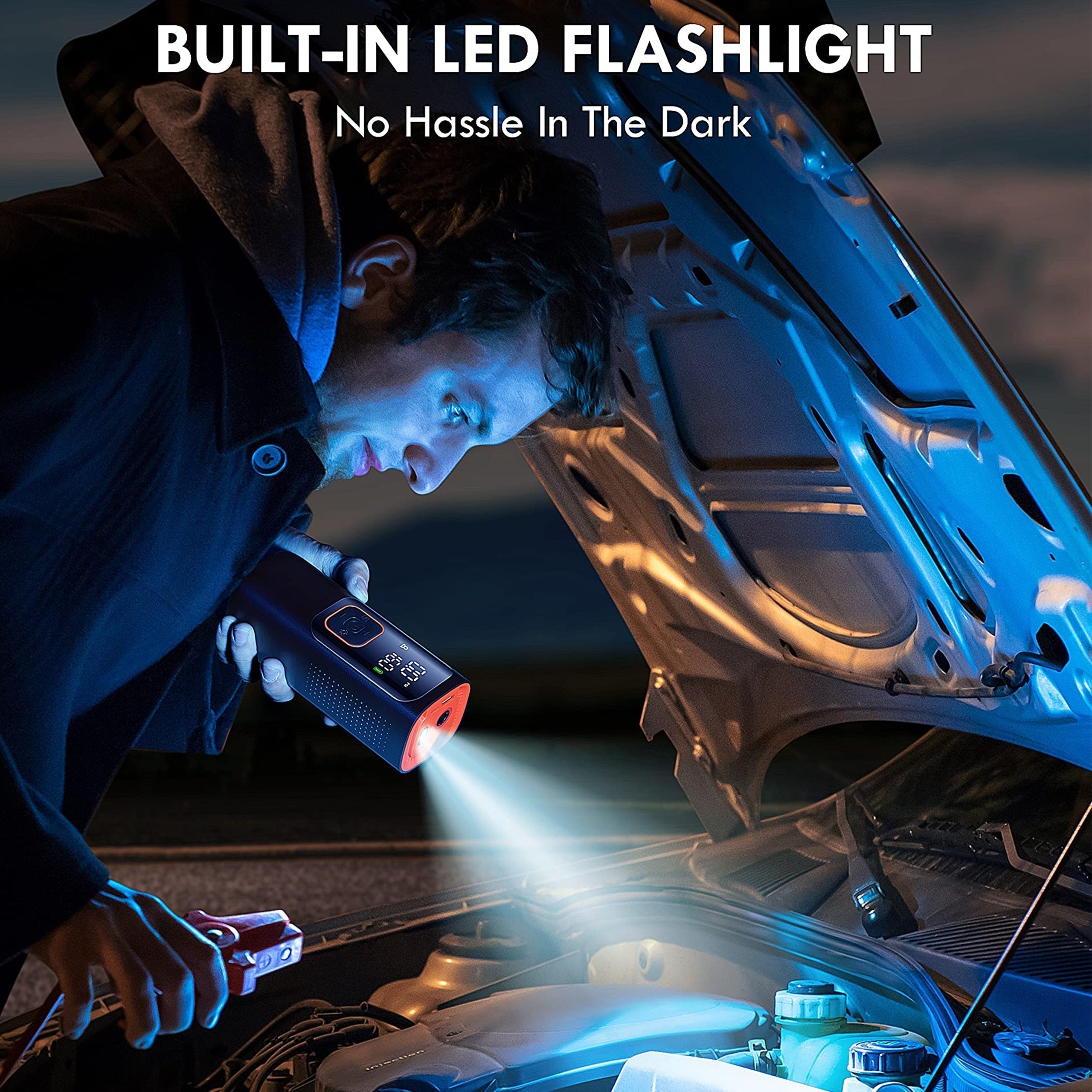 Portable Tire Inflator Air Compressor - Powerful 160PSI & 2X Faster, Accurate Pressure LCD Display, Cordless Easy Operation - Portable Air Pump