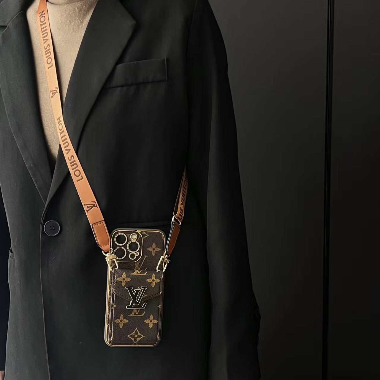 🔥 Full Cover Shockproof Leather Case with Wallet and Strap Phone Case Monogram iPhone Case