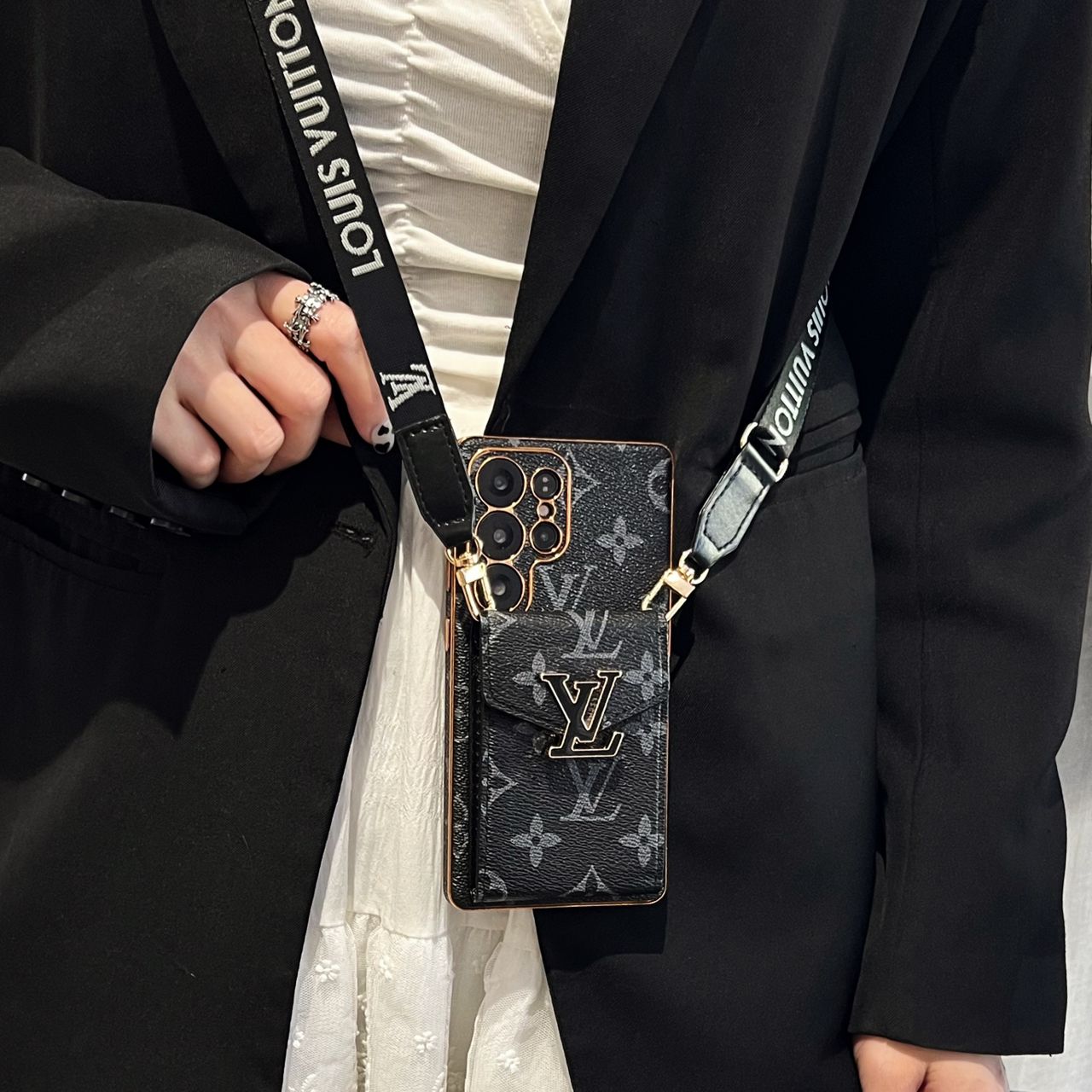 Crossbody LV Card HolderSamsung Galaxy PhoneCase S22-25 Ultra Plus