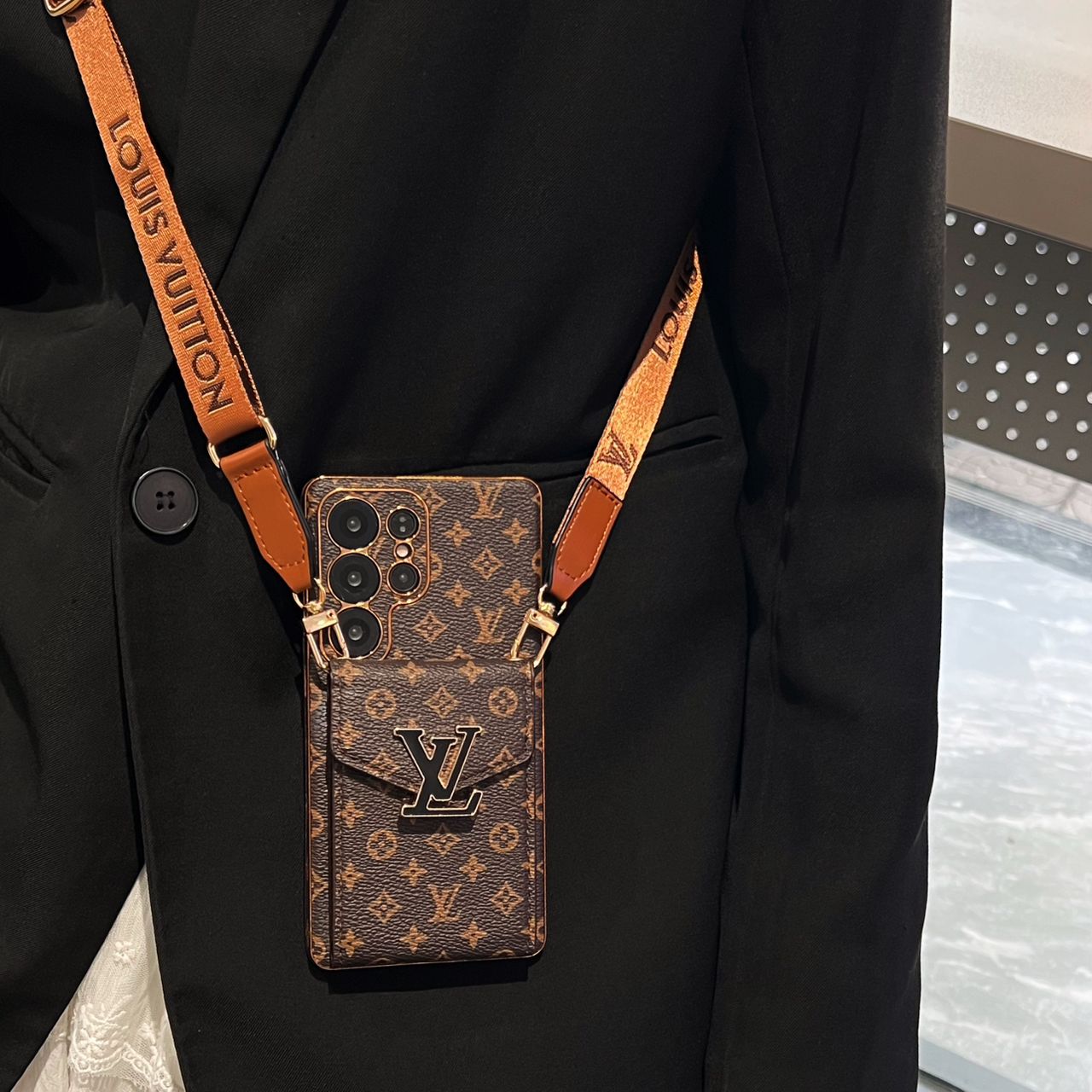 Crossbody LV Card HolderSamsung Galaxy PhoneCase S22-25 Ultra Plus