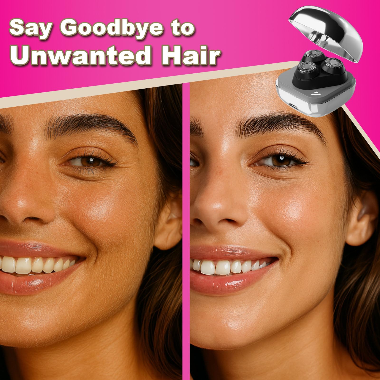 Unisex Facial Epilator, Wet & Dry 3D Floating Blade Rotary Razor