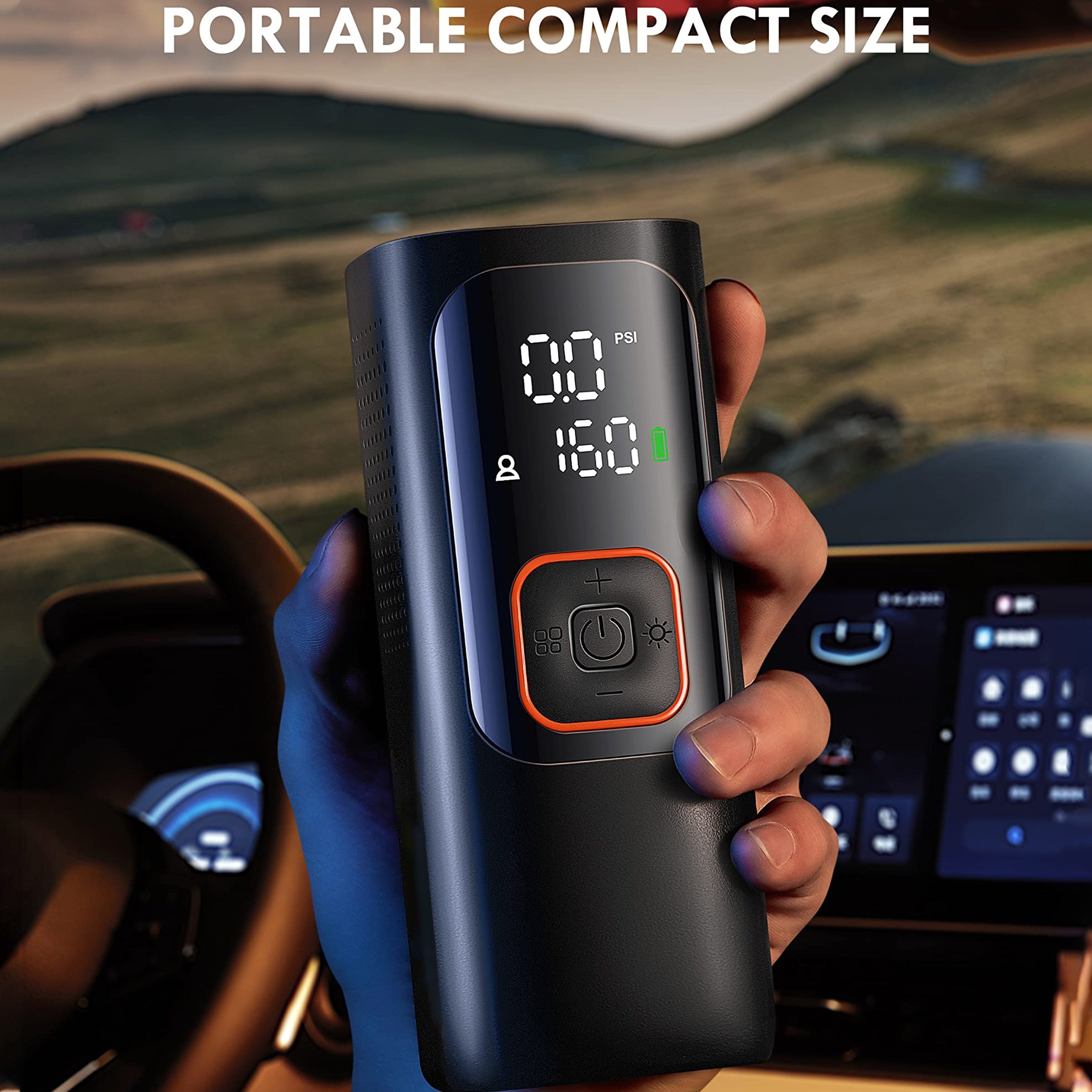 Portable Tire Inflator Air Compressor - Powerful 160PSI & 2X Faster, Accurate Pressure LCD Display, Cordless Easy Operation - Portable Air Pump