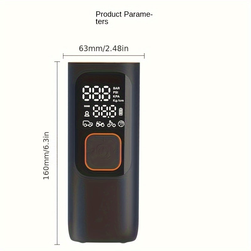 Portable Tire Inflator Air Compressor - Powerful 160PSI & 2X Faster, Accurate Pressure LCD Display, Cordless Easy Operation - Portable Air Pump