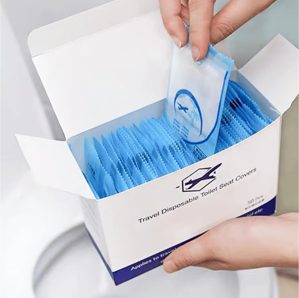💥 Disposable plastic toilet seat cover - No more worries about public toilets👋