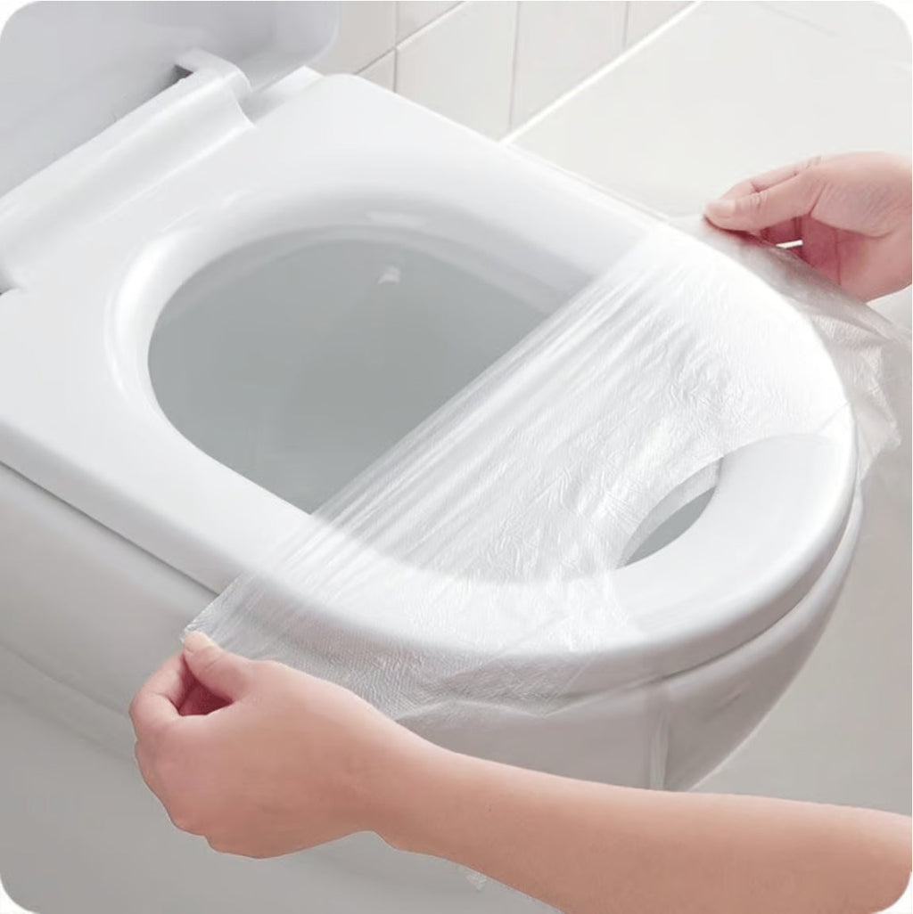 💥 Disposable plastic toilet seat cover - No more worries about public toilets👋