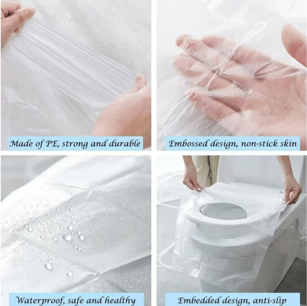 💥 Disposable plastic toilet seat cover - No more worries about public toilets👋