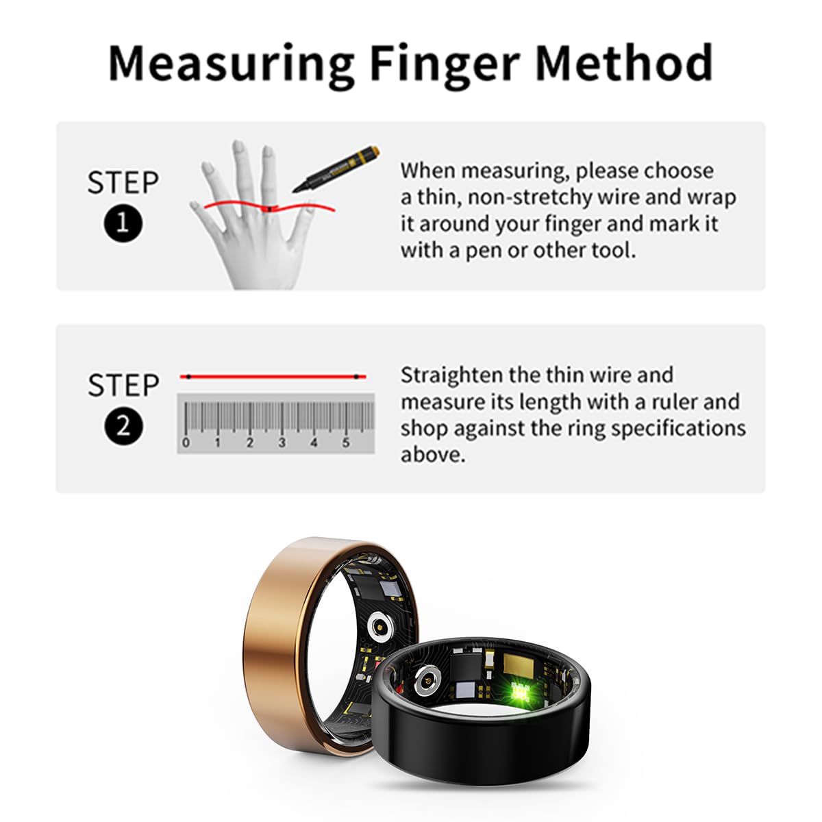 HitTopss Smart Ring, Fitness Tracking Smart Ring with Calories/Heart Rate/Blood Oxygen/Sleep Monitoring, IP68 Waterproof, No APP Subscription
