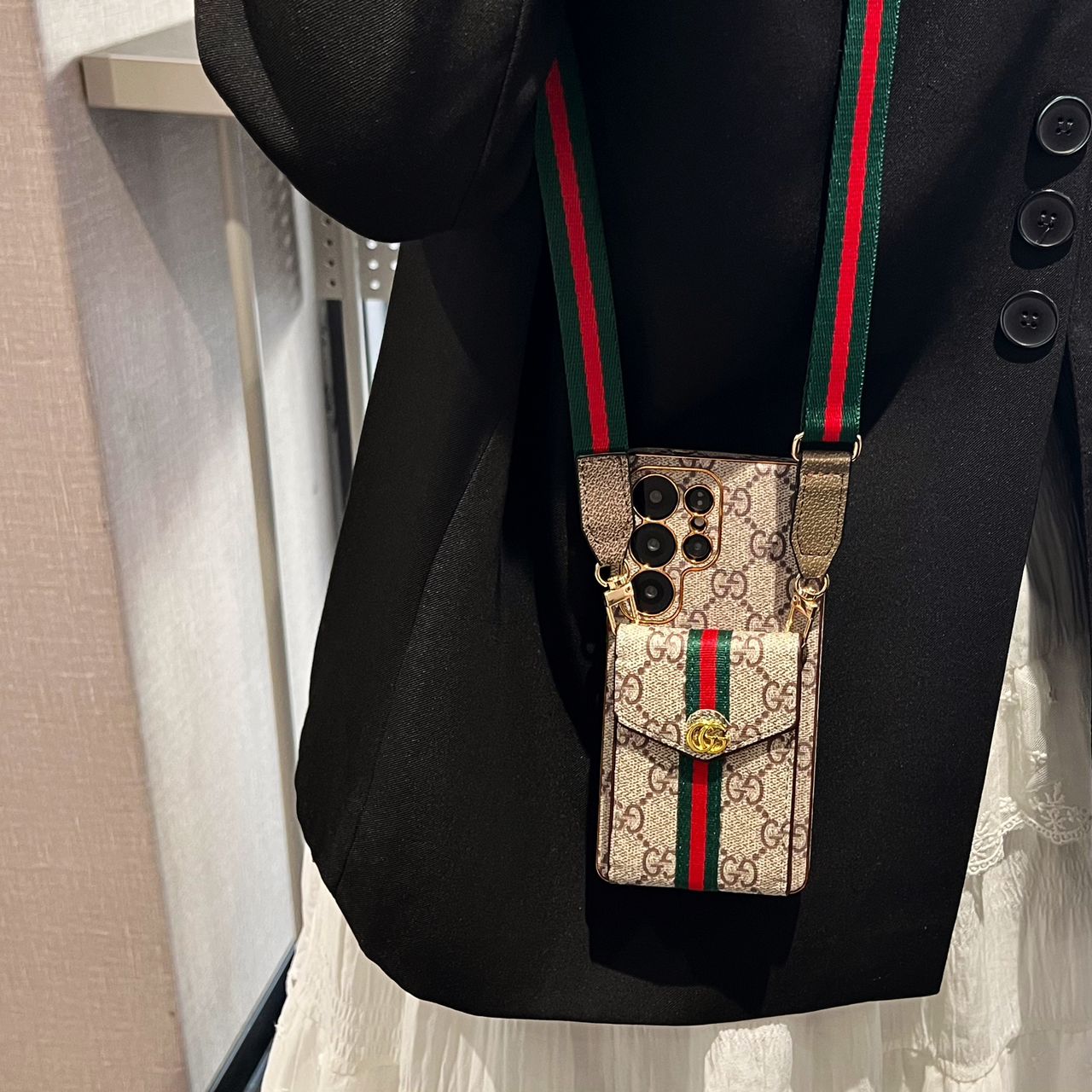 Crossbody LV Kartenhalter, Samsung Galaxy Handyhülle S22-25 Ultra Plus